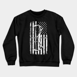 Bow Hunting Archery American Flag Patriotic Bow Hunters Crewneck Sweatshirt